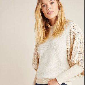 Anthropologie Stella Pardo Crochet-Sleeved Sweater small medium nwt